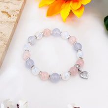 Load image into Gallery viewer, Pastel Blend of Love (Rose Quartz, Blue Chalcedony, Rainbow Moonstone) Crystal Bracelet