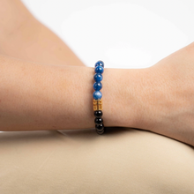 Load image into Gallery viewer, Kyanite x Black Agate (Gold Plated Abacus, S925 Pixiu) Crystal Bracelet