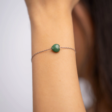 Load image into Gallery viewer, Green Aventurine Mini Heart Stainless Steel Chain Bracelet