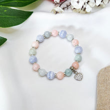 Load image into Gallery viewer, Cotton Clouds (Pink Opal, Blue Lace Agate, Green Jade) Crystal Bracelet