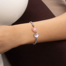 Load image into Gallery viewer, Rose Moon Heart (Rose Quartz, Rainbow Moonstone) Crystal Signature Upgraded V2.0 Tennis Chain Bracelet