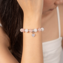 Load image into Gallery viewer, Cotton Roses (Rose Quartz, White Jade) Crystal Bracelet