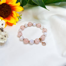 Load image into Gallery viewer, Rose Moon (Rose Quartz, Rainbow Moonstone, Heart Charm) Crystal Bracelet