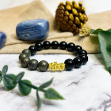 Load image into Gallery viewer, Pyrite x Black Agate (Gold Plated Pixiu)