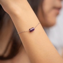 Load image into Gallery viewer, Amethyst Cylinder Stainless Steel Chain Crystal Bracelet
