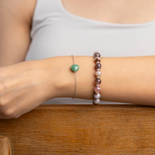 Load image into Gallery viewer, Green Aventurine Mini Heart Stainless Steel Chain Bracelet