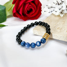 Load image into Gallery viewer, Kyanite x Black Agate (Gold Plated Abacus, S925 Pixiu) Crystal Bracelet