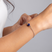 Load image into Gallery viewer, Lapis Lazuli Donut 305 Stainless Steel Chain Crystal Bracelet