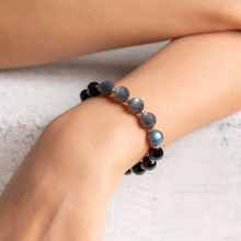 Load image into Gallery viewer, Labradorite (Grade AAA) x Black Tourmaline Crystal Bracelet