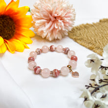 Load image into Gallery viewer, Pink Peonies (Rhodochrosite, Rose Quartz) Crystal Bracelet