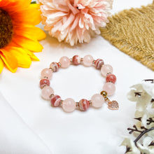 Load image into Gallery viewer, Pink Peonies (Rhodochrosite, Rose Quartz) Crystal Bracelet