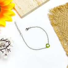 Load image into Gallery viewer, Arizona Peridot Mini Heart Stainless Steel Chain Crystal Bracelet