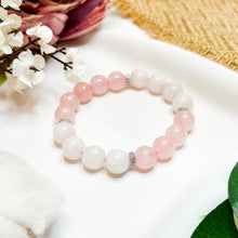 Load image into Gallery viewer, Rose Quartz x White Jade (Platinum Silver Spacer) Crystal Bracelet