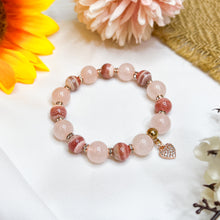 Load image into Gallery viewer, Pink Peonies (Rhodochrosite, Rose Quartz) Crystal Bracelet