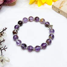 Load image into Gallery viewer, Amethyst Phantom with Meteorite Clover Charm Crystal Bracelet