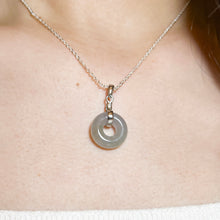 Load image into Gallery viewer, Green Jade Donut Sterling Silver 925 Crystal Necklace