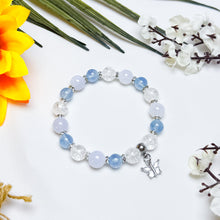 Load image into Gallery viewer, Ocean Blue (Santa Maria Aquamarine, Blue Chalcedony, Clear Quartz) Crystal Bracelet