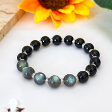 Load image into Gallery viewer, Labradorite (Grade AAA) x Black Agate Crystal Bracelet