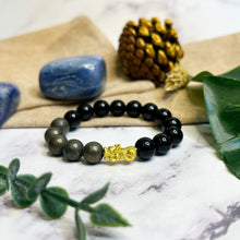Load image into Gallery viewer, Pyrite x Black Agate (Gold Plated Pixiu)