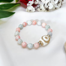 Load image into Gallery viewer, 3-Eyed Dzi Agate Bead (Fortune & Wealth Hook, Pink Opal & Green Jade) Crystal Bracelet