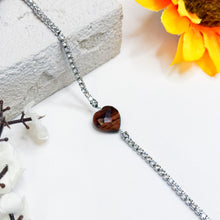 Load image into Gallery viewer, Faceted Red Tiger's Eye Heart Chain Crystal Bracelet