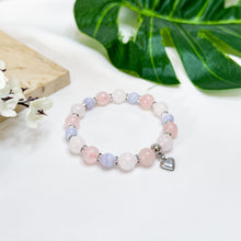Load image into Gallery viewer, Cotton Candy (Rose Quartz, White Jade, Blue Lace Agate) Crystal Bracelet