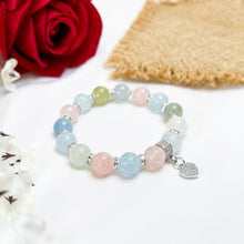 Load image into Gallery viewer, Rainbow Morganite Crystal Bracelet (S925 Heart Charm)