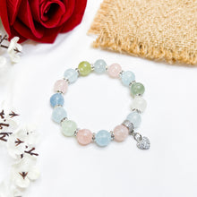 Load image into Gallery viewer, Rainbow Morganite Crystal Bracelet (S925 Heart Charm)