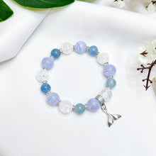 Load image into Gallery viewer, Atlantic Ocean (Blue Lace Agate, Blue Calcite, Frosted Clear Quartz, S925 Tail Charm) Crystal Bracelet