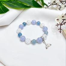 Load image into Gallery viewer, Atlantic Ocean (Blue Lace Agate, Blue Calcite, Frosted Clear Quartz, S925 Tail Charm) Crystal Bracelet