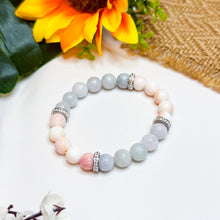Load image into Gallery viewer, Luna (Pink Conch, Green Jade, 304 Stainless Steel Platinum Spacers) Crystal Bracelet