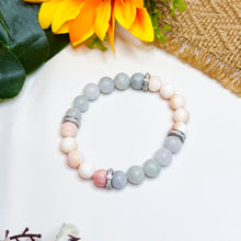 Load image into Gallery viewer, Luna (Pink Conch, Green Jade, 304 Stainless Steel Platinum Spacers) Crystal Bracelet