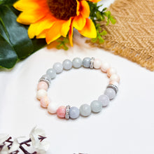 Load image into Gallery viewer, Luna (Pink Conch, Green Jade, 304 Stainless Steel Platinum Spacers) Crystal Bracelet