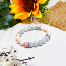Load image into Gallery viewer, Luna (Pink Conch, Green Jade, 304 Stainless Steel Platinum Spacers) Crystal Bracelet