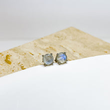 Load image into Gallery viewer, Rainbow Moonstone S925 Sterling Silver Stud Crystal Earrings