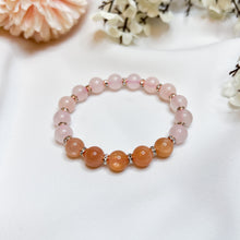 Load image into Gallery viewer, Rose Quartz x Orange Moonstone Crystal Bracelet