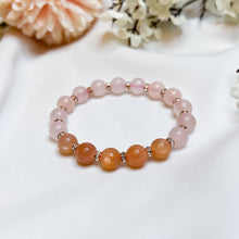 Load image into Gallery viewer, Rose Quartz x Orange Moonstone Crystal Bracelet