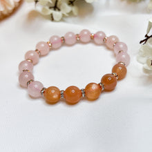 Load image into Gallery viewer, Rose Quartz x Orange Moonstone Crystal Bracelet