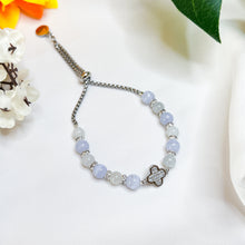 Load image into Gallery viewer, Icy Green (Blue Lace Agate, Green Jade) Clover 304 Stainless Steel Slider Crystal Bracelet