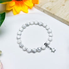 Load image into Gallery viewer, Mini Howlite Crystal Bracelet w/ 304 Stainless Steel Spacers