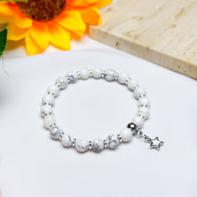 Load image into Gallery viewer, Mini Howlite Crystal Bracelet w/ 304 Stainless Steel Spacers