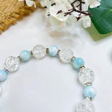 Load image into Gallery viewer, Hemimorphite x Frosted Clear Quartz (Silver Starfish) Crystal Bracelet
