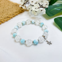 Load image into Gallery viewer, Hemimorphite x Frosted Clear Quartz (Silver Starfish) Crystal Bracelet