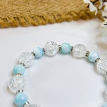 Load image into Gallery viewer, Hemimorphite x Frosted Clear Quartz (Silver Starfish) Crystal Bracelet