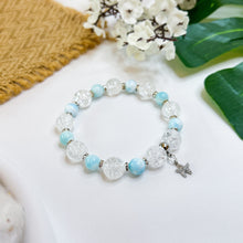 Load image into Gallery viewer, Hemimorphite x Frosted Clear Quartz (Silver Starfish) Crystal Bracelet