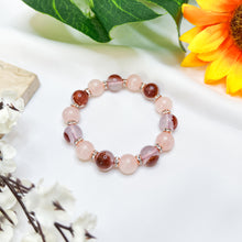Load image into Gallery viewer, Lychee Rose Crystal Bracelet (RARE Lychee Agate, Rose Quartz)