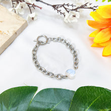 Load image into Gallery viewer, Rainbow Moonstone Heart Tarnish Resistant 304 Stainless Steel Signature Crystal Bracelet
