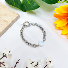 Load image into Gallery viewer, Rainbow Moonstone Heart Tarnish Resistant 304 Stainless Steel Signature Crystal Bracelet