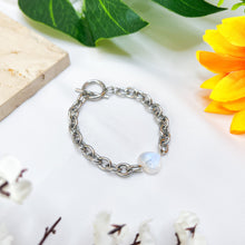 Load image into Gallery viewer, Rainbow Moonstone Heart Tarnish Resistant 304 Stainless Steel Signature Crystal Bracelet
