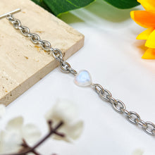 Load image into Gallery viewer, Rainbow Moonstone Heart Tarnish Resistant 304 Stainless Steel Signature Crystal Bracelet